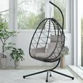 Egg Chair with Stand Indoor Outdoor Swing Chair Hanging Egg Chair Hanging Basket Chair Hammock Chair with Stand for Bedroom Living Room Balcony(Light Gray)