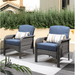 Vcatnet 2 Pieces Outdoor Patio Furniture All-weather Wicker Chairs Set for Garden Poolside Denim blue