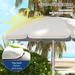 Height Adjustable Beach Umbrella with Cup Holders and Hooks UV 40+ Protection Outdoor Sunshade with Umbrellas Carry Bag for Patio Garden Pool Backyard Blue Cream White