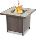 32 Inch Gas Fire Pit Table 50 000 BTU Outdoor Propane Gas Firepits for Patio and Garden Brown