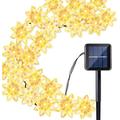 Solar Flower String Lights Waterproof 39ft 100LED Lotus Flower Fairy Solar String Lights with 8 Lighting Mode for Indoor Outdoor Garden Wedding Party Decoration (Warm White)