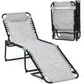 WANLINDZ Lounge Chairs for Outside Folding Chaise Lounge W/Removable Headrest & 4 Adjustable Positions Outdoor Recline Chair for Camping Patio Pool Deck Portable Sunbathing Beach Chair (1 Grey)