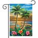 Sunset in Paradise Garden Flag Nautical Tropical Palm Trees 12.5 x 18