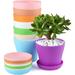 Colorful Plastic Flower Pots 8 Pack Plastic 5.5 Inch Indoor Plant Pots Large Thick Plastic Plant Pots Nursery Seedling Planter Garden Flower Pot Container with Pallet/Trays for Bedroom Flower Stand