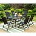 durable VILLA 9 Piece Patio Dining Set Outdoor Dining Furniture Patio Table Set with Adjustable Portable Patio Folding Chairs (Grey) & Large Square Outdoor Dining Table for Yard Gar