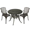 TPHORK 3 Piece Outdoor Patio Dining Set Cast Aluminum Patio Furniture Set for Backyard Garden Deck Poolside 35.4 Round Table and Stationary Chairs Set of 3