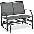 Patio Glider Benches for Outside Swing Glider Chair with Steel Frame 400 LBS Capacity Patio Swing Rocker 2-Person Loveseat for Backyard Poolside Lawn Balcony Porch Glider Bench(Gray)