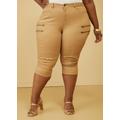 Plus Size Distressed Zip Detailed Capris