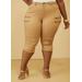 Plus Size Distressed Zip Detailed Capris