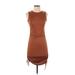 Shein Cocktail Dress - Bodycon: Brown Solid Dresses - Women's Size 4