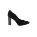 White House Black Market Heels: Slip On Chunky Heel Minimalist Black Solid Shoes - Women's Size 6 - Almond Toe