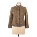 White House Black Market Denim Jacket: Short Brown Print Jackets & Outerwear - Women's Size 10