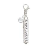 Delight Jewelry Guardian Angel Bar - Silvertone Clip on Charm with Clear Crystal Drop