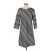 Zara Basic Casual Dress - Shift High Neck 3/4 sleeves: Gray Print Dresses - Women's Size Small