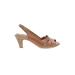 Softspots Heels: Tan Solid Shoes - Women's Size 8 1/2 - Open Toe