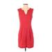 Theory Casual Dress - Mini V-Neck Sleeveless: Red Solid Dresses - Women's Size 2