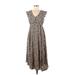 Jessica Simpson Casual Dress - A-Line V Neck Sleeveless: Brown Leopard Print Dresses - New - Women's Size Medium Petite