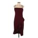 Crystal Doll Casual Dress - Wrap Square Sleeveless: Burgundy Print Dresses - New - Women's Size Large