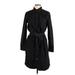 Lauren by Ralph Lauren Casual Dress - Shirtdress High Neck Long sleeves: Black Solid Dresses - Women's Size Large