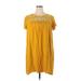 Old Navy Casual Dress - Mini Crew Neck Short sleeves: Yellow Solid Dresses - Women's Size 2X-Large