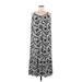 Ann Taylor LOFT Casual Dress - A-Line Scoop Neck Sleeveless: Black Floral Dresses - Women's Size Medium Petite
