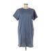 Uniqlo Casual Dress - Shift High Neck Short sleeves: Gray Solid Dresses - Women's Size Medium