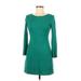 Theory Casual Dress - A-Line Crew Neck Long sleeves: Green Print Dresses - Women's Size Medium