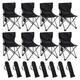 MOWENTA 8 Pack Folding Camping Chairs with Carry Bags Side Pockets Portable Collapsible Chairs Lightweight Lawn Chairs for Camping Beach Travel Outdoor Party Black