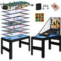 48 Multi Game Tables 15-in-1 Combo Compact Combination Game Tables w/Foosball Air Hockey Pool Ping Pong Basketball Chess Bowling Shuffleboard for Home Game Room Family