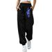 Women Soft Pants Mid Black Batterflies Prints Loose Work Stretch Casual Fashion Business Long Trousers Lightweight Classic Golf Slacks with Pockets