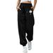 Ladies Lightweight Pants Mid Black Prints Loose Work High Waist Fashion Casual Wide-Leg Dress Classic Business Long Trousers Stretch Soft Golf Office Slacks with Pockets