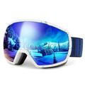 White Frame Blue Ski Goggles Shatterproof Lens with 400 UV Protection for Clear Vision
