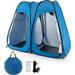 2 Room Pop Up Shower Tent 7.5FT Changing Tent with Ground Stake Wind Rope Carry Bag Outdoor Instant Bathroom Tent with Window Clothesline Pocket Portable Privacy Tent for Camping Toilet