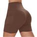 Zpanxa Womens Shorts Clearance High Waisted Yoga Shorts Sport Leggings Booty Shorts Workout Exercise Volleyball Shorts Casual Summer Biker Shorts with Pockets Brown B XL