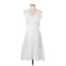 Theory Casual Dress - Mini V-Neck Sleeveless: White Print Dresses - New - Women's Size 4