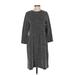 Ann Taylor LOFT Casual Dress - Midi: Gray Argyle Dresses - Women's Size Small Tall