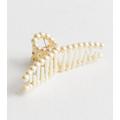 Cream Faux Pearl Hair Claw Clip New Look