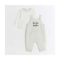 River Island Baby Boys Dungarees Set Grey Embroidered Polyester/Cotton - Size 3-6M