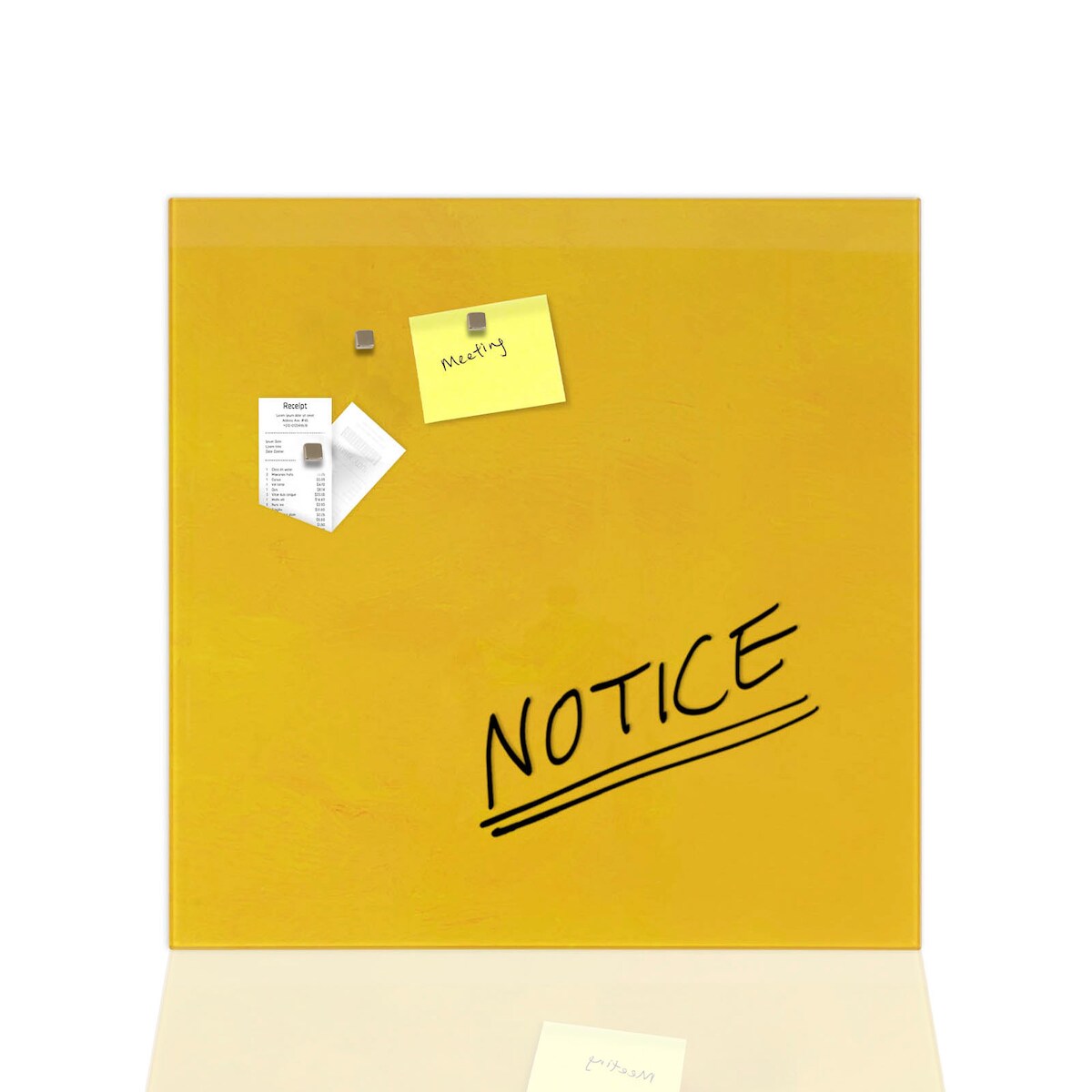 KARAT Glasboard Design Memoboard "Print" - mit Magneten & Montagematerial - 48 x 48 cm / Gelb Image