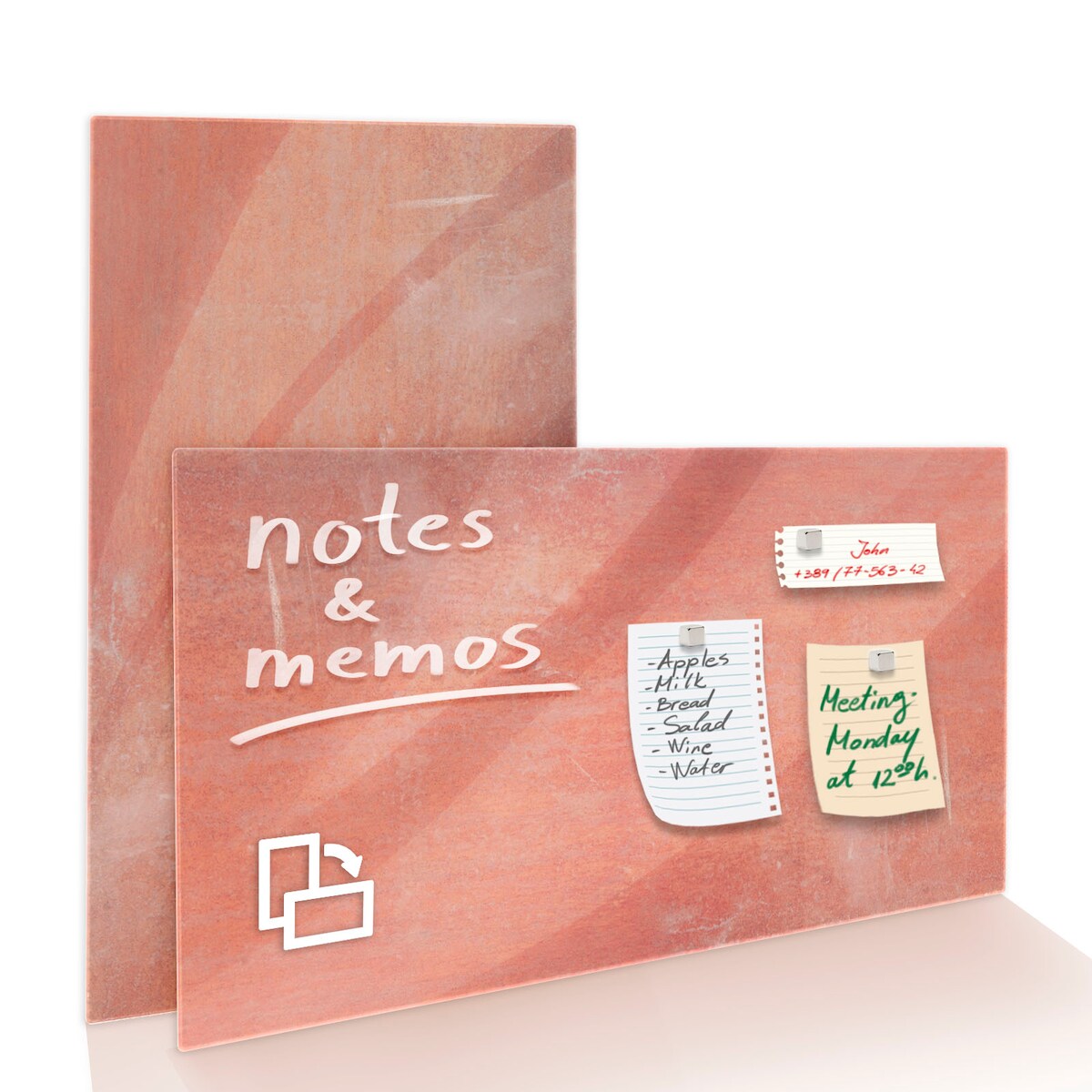 KARAT Glasboard Design Memoboard "Brush" - mit Magneten & Montagematerial - Hochglanz-Oberfläche - 46 x 91 cm / Rot Image