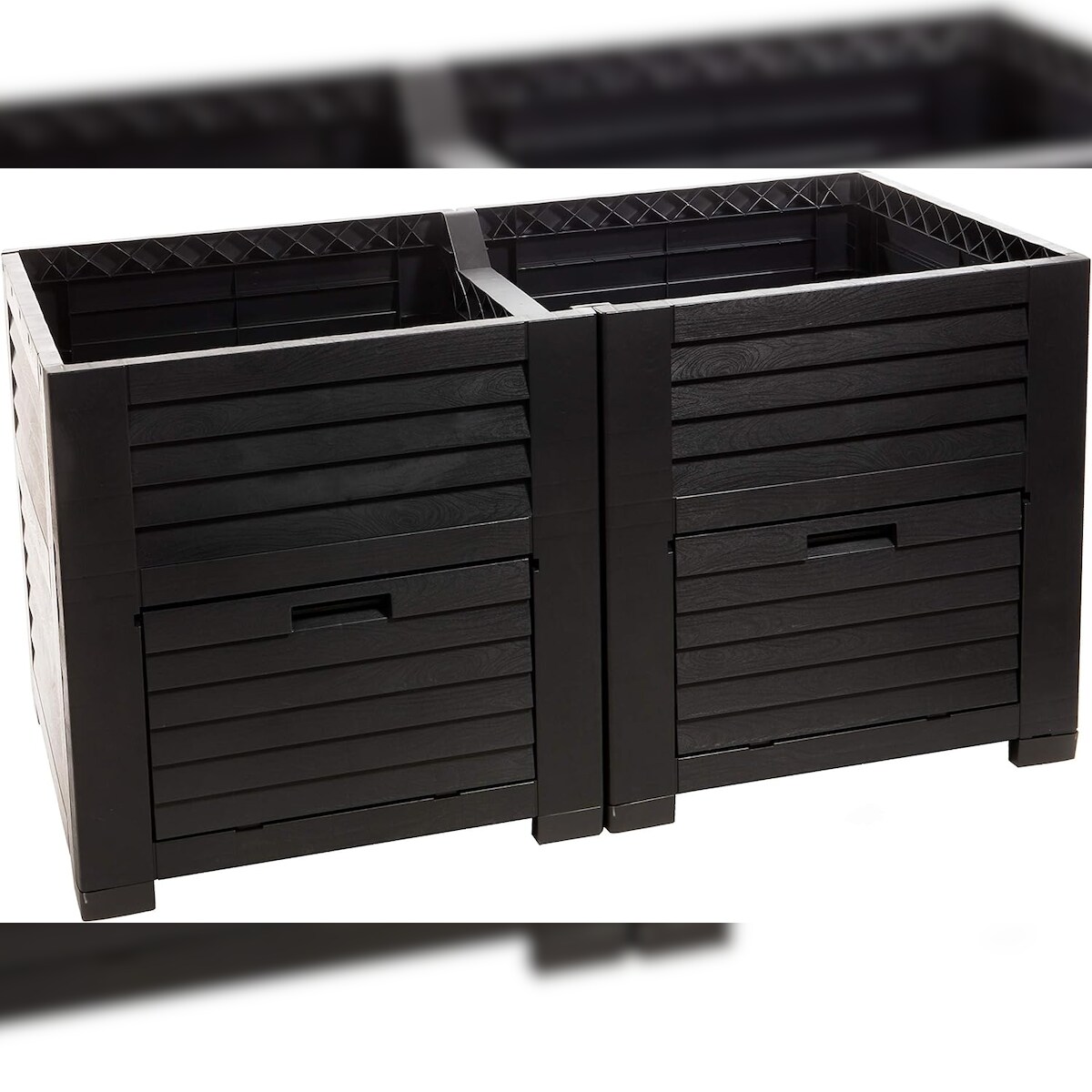 Hochbeet Kunststoff in Holzoptik, mit Zwei Staufächern, 150x76x78 cm, ca. 400 Liter Image