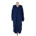 H&M Casual Dress V Neck 3/4 sleeves: Blue Solid Dresses - Women's Size Medium