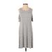 Abercrombie & Fitch Casual Dress - Shift Scoop Neck Short sleeves: Gray Stripes Dresses - Women's Size Small