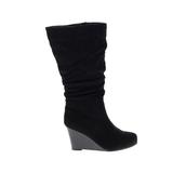 Journee Collection Boots: Black Solid Shoes - Women's Size 9 - Round Toe