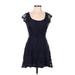 rue21 Casual Dress - Party Scoop Neck Short sleeves: Blue Print Dresses - Women's Size Medium