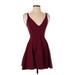 Lulus Cocktail Dress - A-Line V Neck Sleeveless: Burgundy Solid Dresses - Women's Size Small