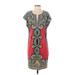 Laundry by Shelli Segal Casual Dress - Shift: Red Baroque Print Dresses - Women's Size Small