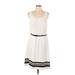 Ann Taylor LOFT Casual Dress - DropWaist Scoop Neck Sleeveless: Ivory Solid Dresses - Women's Size 10