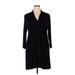 Soma Casual Dress - Mini V-Neck 3/4 sleeves: Black Print Dresses - Women's Size X-Large