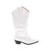 Boots: Slouch Chunky Heel Casual White Solid Shoes - Women's Size 41 - Pointed Toe